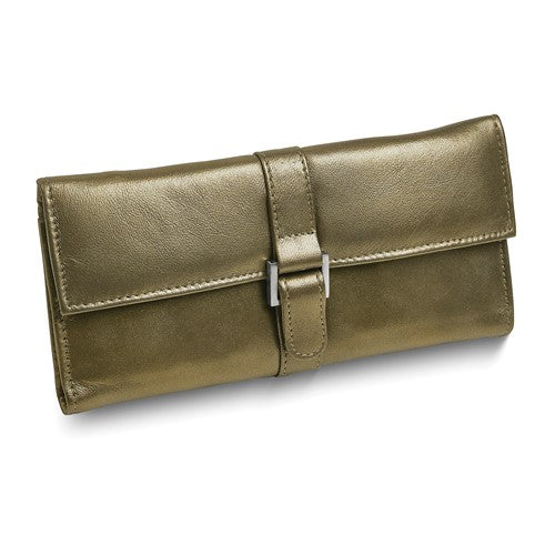 JP Pewter Leather Snap Buckle Jewelry Wallet with Removable Zippered Pouch