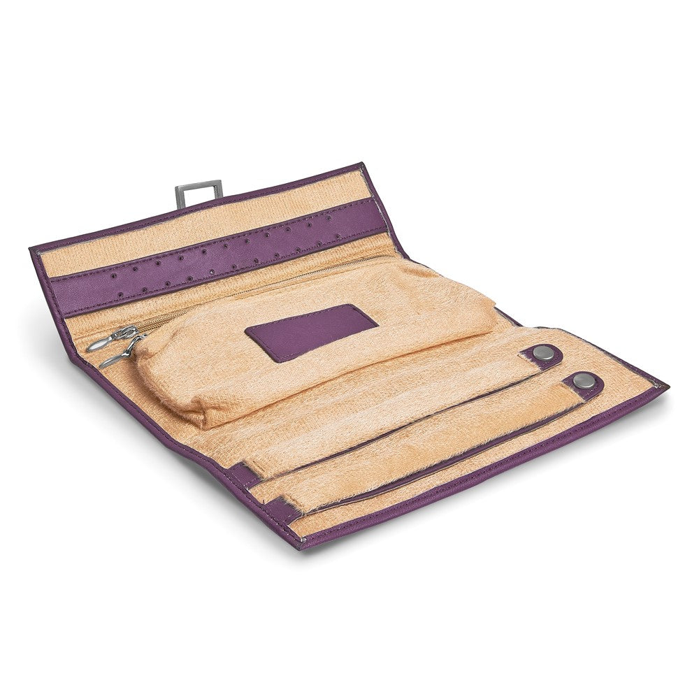 JP Purple Leather Snap Buckle Jewelry Wallet with Removable Zippered Pouch