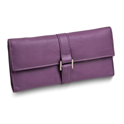 JP Purple Leather Snap Buckle Jewelry Wallet with Removable Zippered Pouch