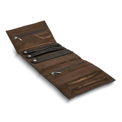 JP Black Leather Satin Lined Magnetic Closure Quilted Jewelry Folder
