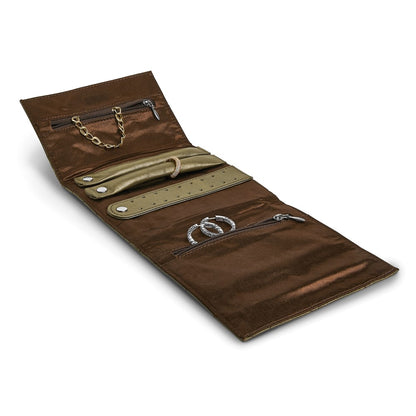 JF Pewter Leather Satin Lined Magnetic Closure Quilted Jewelry Folder