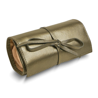 JP Pewter Leather Tie Jewelry Roll with Removable Zippered Pouch