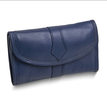 JC Blue Leather Snap Closure Trifold Jewelry Clutch
