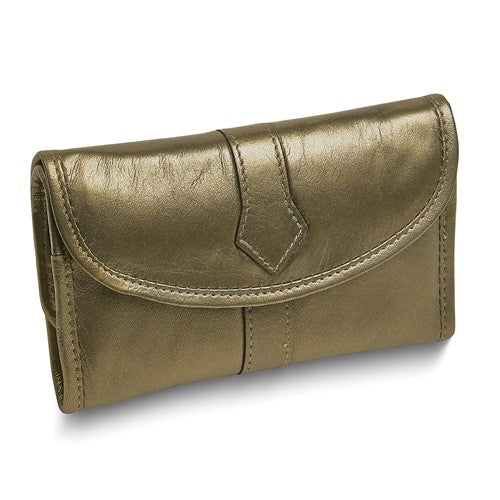 JC Pewter Leather Snap Closure Trifold Jewelry Clutch