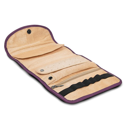 JC Purple Leather Snap Closure Trifold Jewelry Clutch