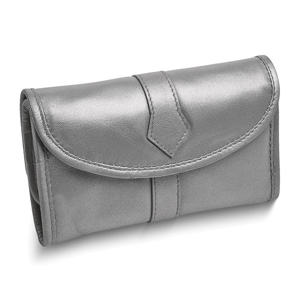 JC Silver Leather Snap Closure Trifold Jewelry Clutch