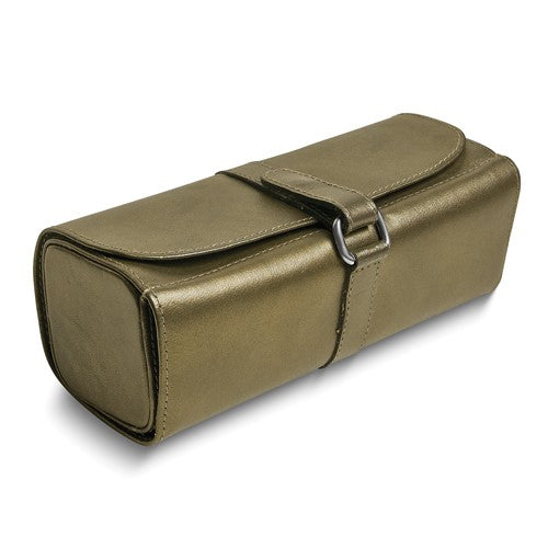JP Pewter Leather Snap Strap Large Jewelry Roll with Watch/Bracelet Pillow