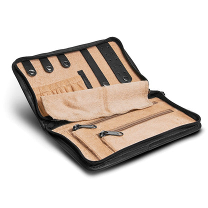 JP Black Leather Zip Around Jewelry Wallet