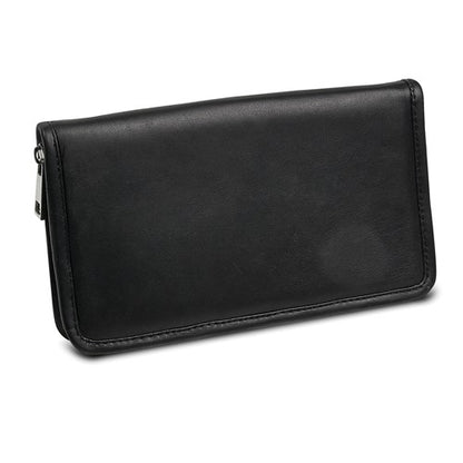 JP Black Leather Zip Around Jewelry Wallet