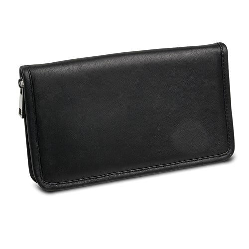 JP Black Leather Zip Around Jewelry Wallet