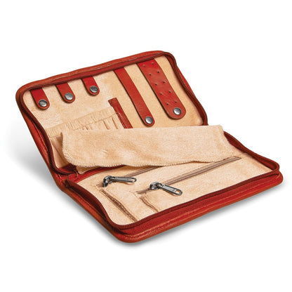 JW Red Leather Zip Around Jewelry Wallet