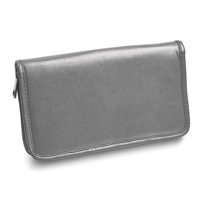 JW Silver Leather Zip Around Jewelry Wallet