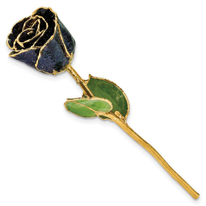GR Black Lacquer Dipped Gold Trimmed with Glitter Real Rose