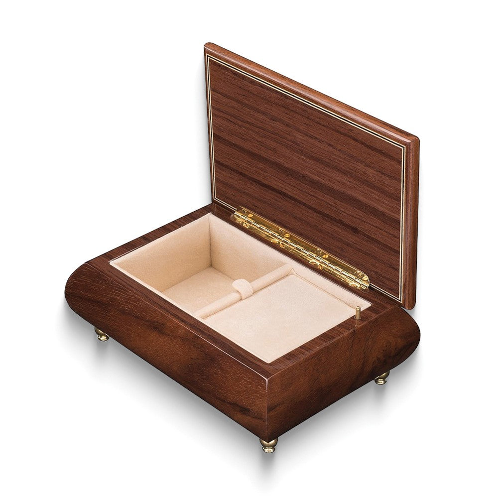 JB Handcrafted High Gloss Finish Brown Dancers Inlay Wooden Music Box with Velvet Lining