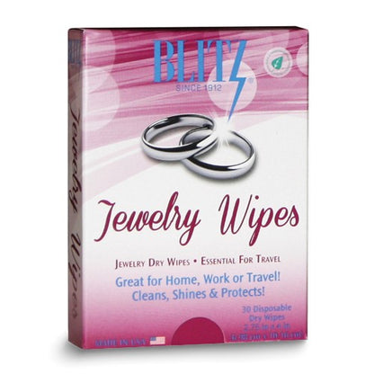 JC Blitz Package/30 Dry Disposable Jewelry Wipes for Gold, Silver, and Platinum