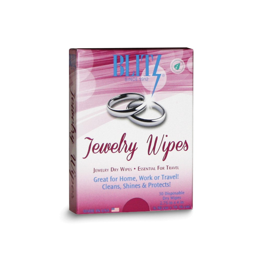 JC Blitz Package/30 Dry Disposable Jewelry Wipes for Gold, Silver, and Platinum