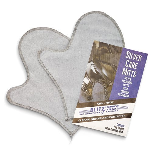 JC Pair Blitz Silver Shine Polishing Mitts with Tarnish Retardant