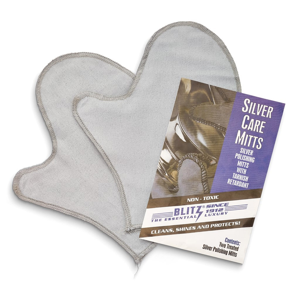 JC Pair Blitz Silver Shine Polishing Mitts with Tarnish Retardant