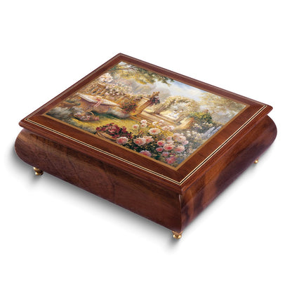 JB Artist Brenda Burke - Handcrafted High Gloss Finish Lisa's Garden (Plays Fur Elise) Wooden Music Box with Velvet Lining