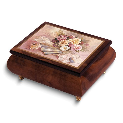 JB Artist Brenda Burke - Handcrafted High Gloss Finish Nostalgia (Plays Waltz of the Flowers) Wooden Music Box with Velvet Lining