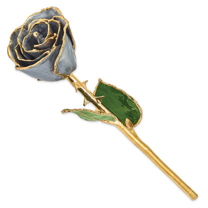 GR Lacquer Dipped Gold Trimmed Silver Moon Stone Real Rose