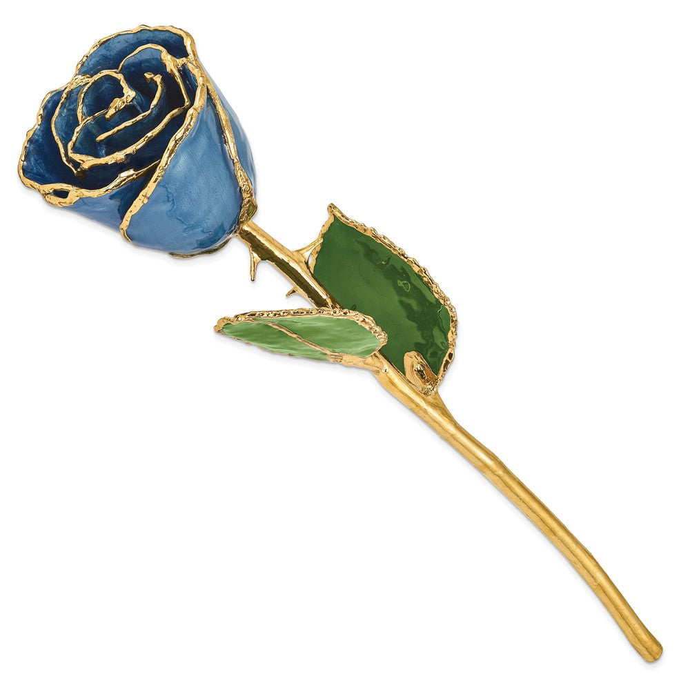GR Lacquer Dipped Gold Trimmed Navy Pearl Real Rose