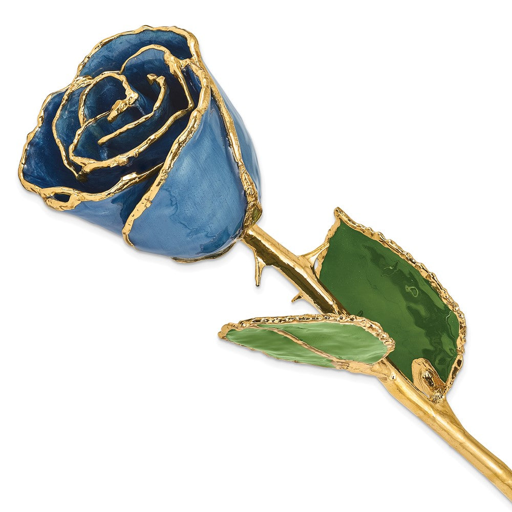 GR Lacquer Dipped Gold Trimmed Navy Pearl Real Rose