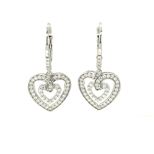 French Drop Accented Earrings | Platinum Plated Sterling Silver | Moissanite | Power of Love