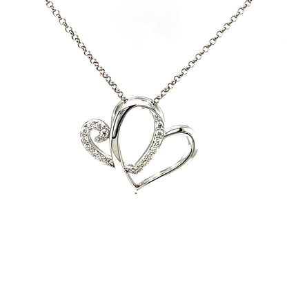 Two Hearts Pendant - Accented | 10KT & 14KT White, Yellow, Rose Gold | Lab Grown or Natural Diamonds | Anniversary Heart