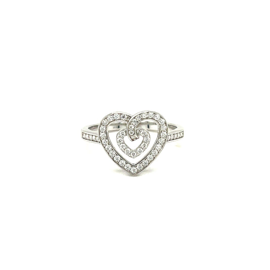 Accented Heart Ring | Platinum Plated Sterling Silver | Moissanite | Power of Love