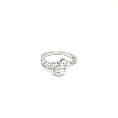 2 Stone Swish Sides Band Ring | Sterling Silver | Moissanite | Through Thick & Thin