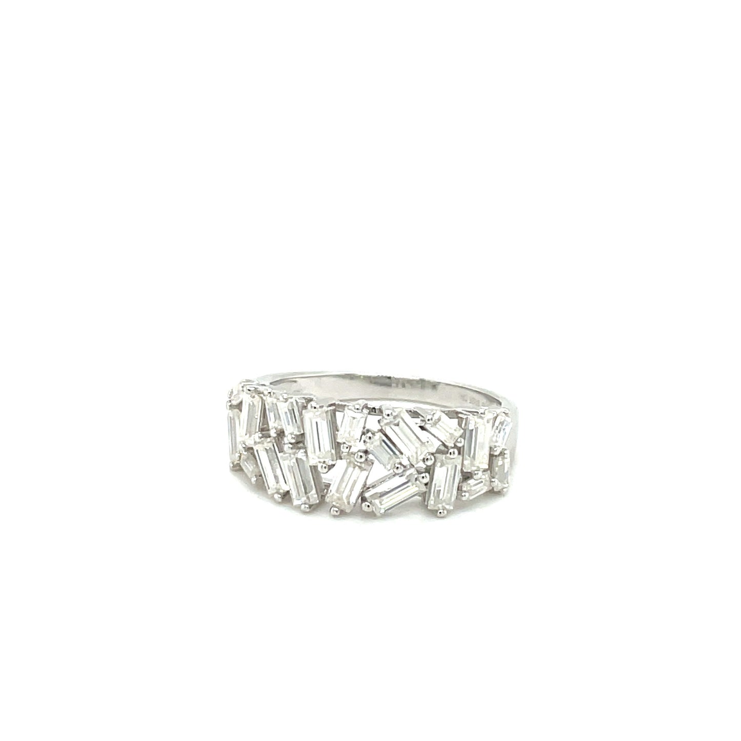 Rectangular Gemstone Baguettes Ring | Rhodium Plated Sterling Silver | Moissanite | Through Thick & Thin