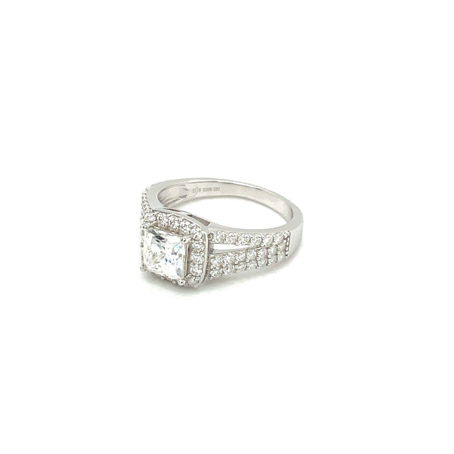 Halo Accented Ring | Rhodium Plated Sterling Silver | Moissanite | Through Thick & Thin