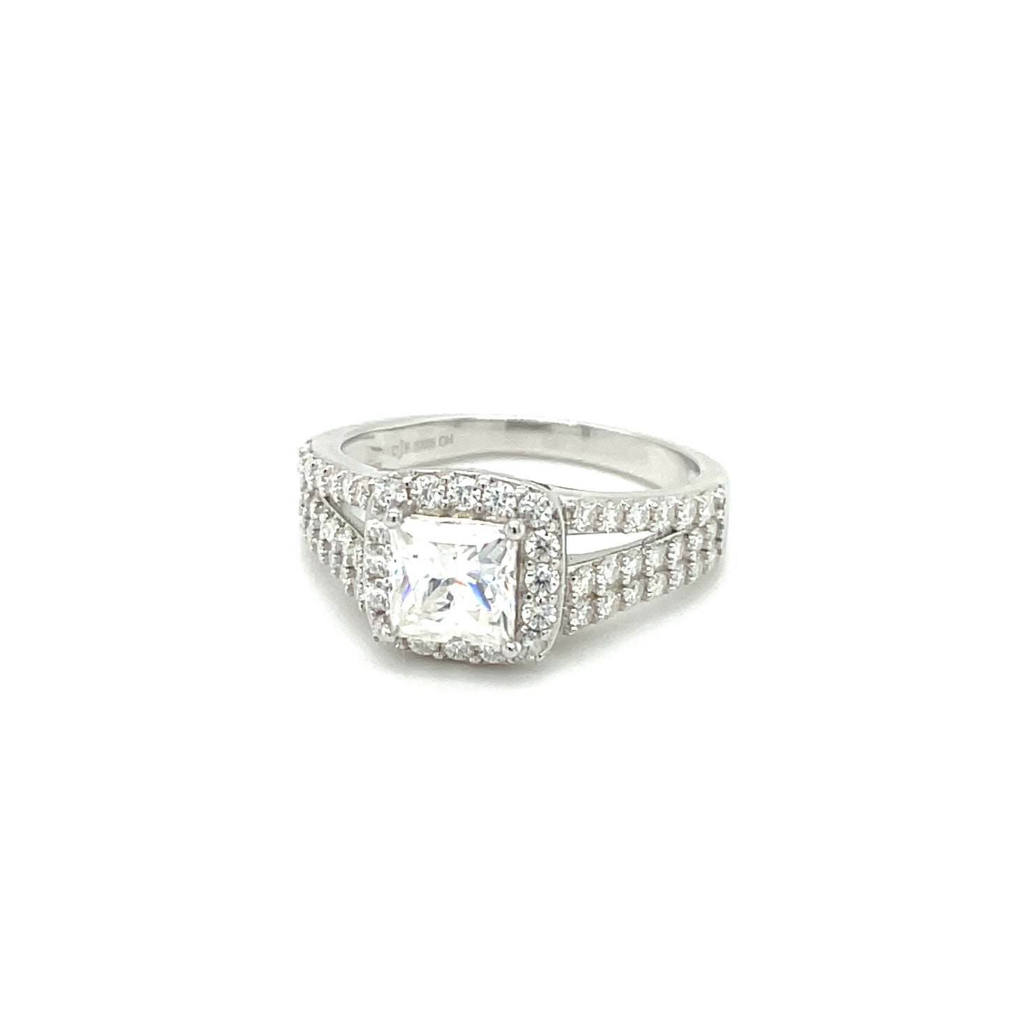 Halo Accented Ring | Rhodium Plated Sterling Silver | Moissanite | Through Thick & Thin