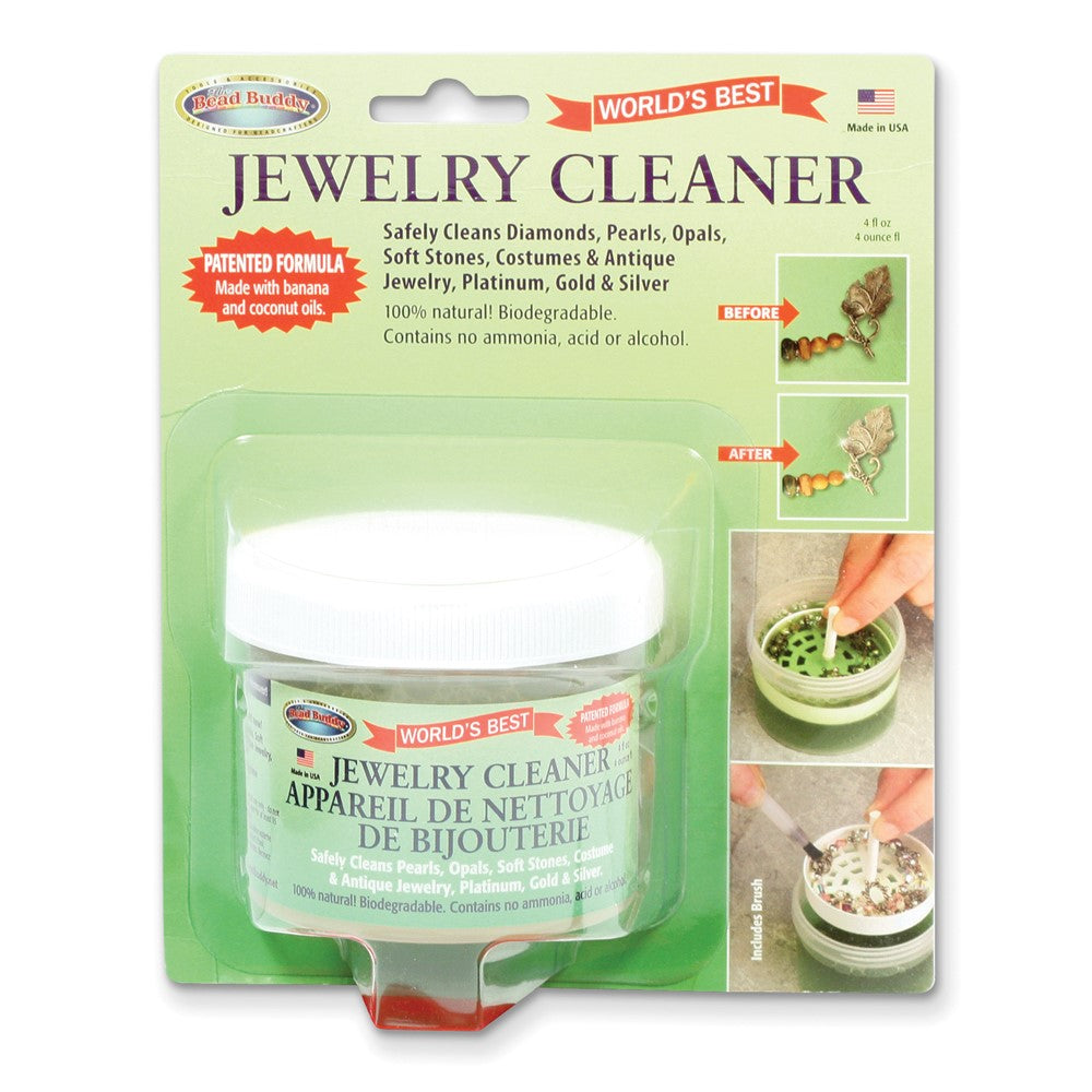 JC Bead Buddy Natural Bio-degradable 4oz Jewelry Cleaner for Pearls, Opals, Soft Stones, Platinum, Gold, and Silver