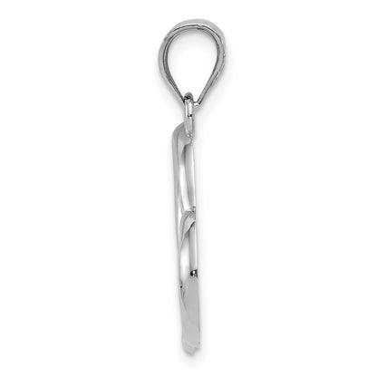 GP 14k White Gold Polished Open Dangling Heart Pendant