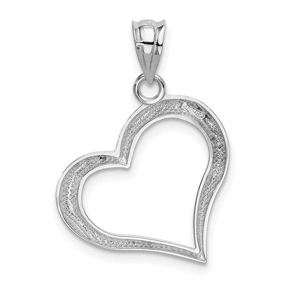 GP 14k White Gold Polished Open Dangling Heart Pendant