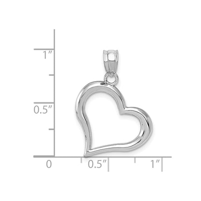 14k White Gold Polished Open Heart Pendant