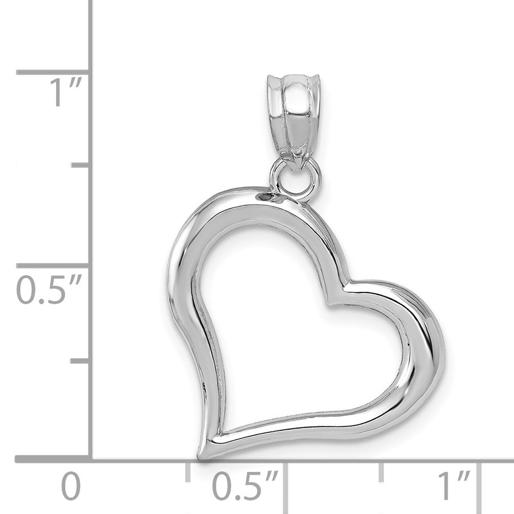 GP 14k White Gold Polished Open Dangling Heart Pendant