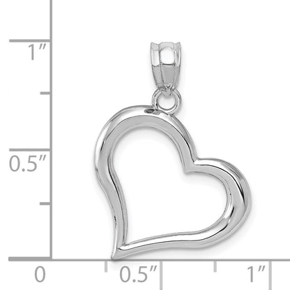 GP 14k White Gold Polished Open Dangling Heart Pendant