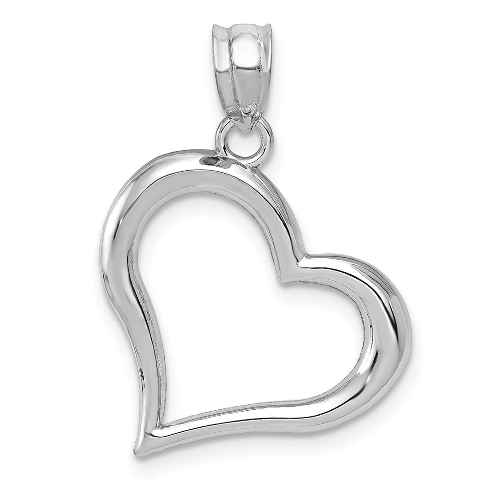 GP 14k White Gold Polished Open Dangling Heart Pendant