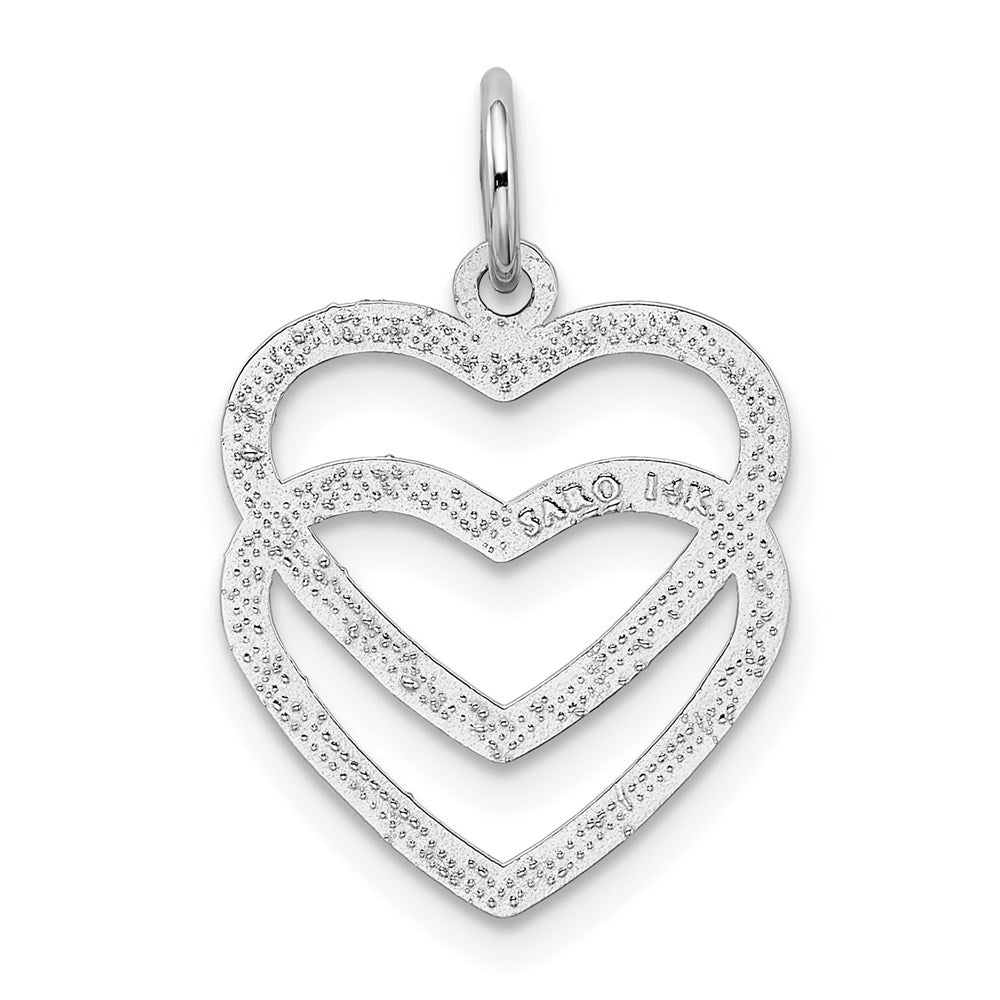 GCM 14k White Gold Double Heart Charm