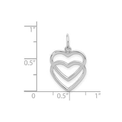 14k White Gold Double Heart Charm