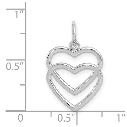 GCM 14k White Gold Double Heart Charm