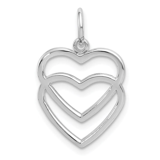 GCM 14k White Gold Double Heart Charm