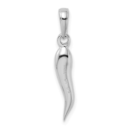 GP 14k White Gold Medium 3-D Italian Horn Pendant