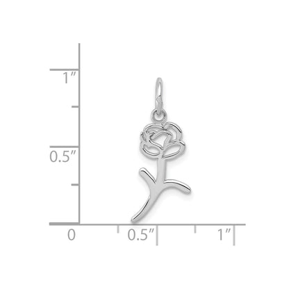 14k White Gold Rose Charm