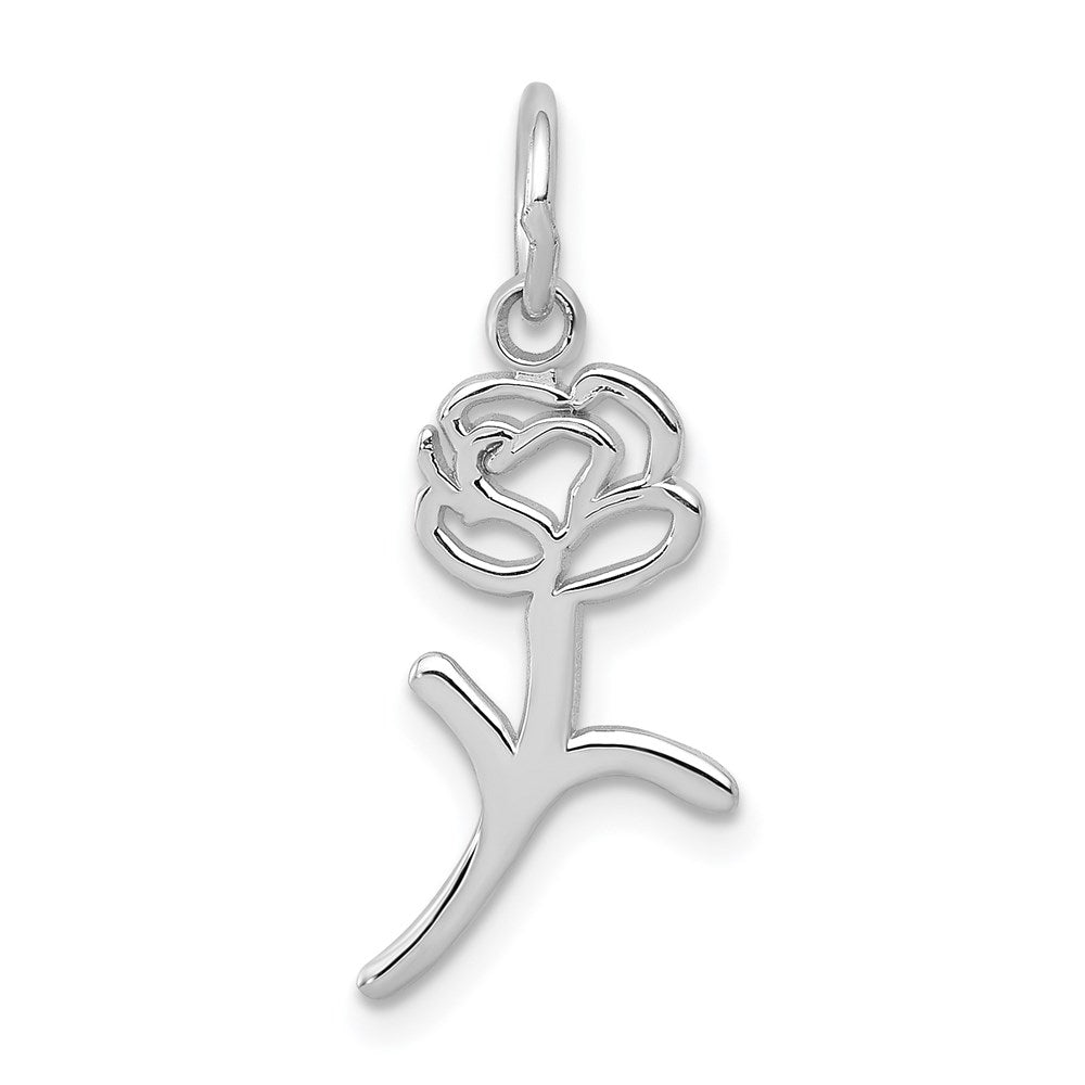 GCM 14k White Gold Rose Charm