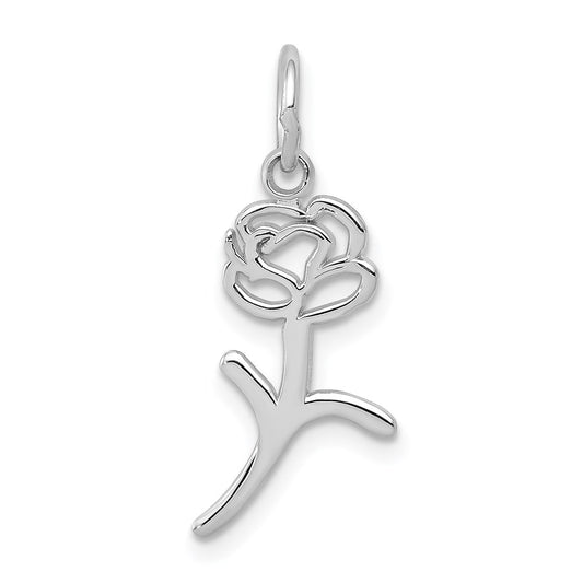 GCM 14k White Gold Rose Charm