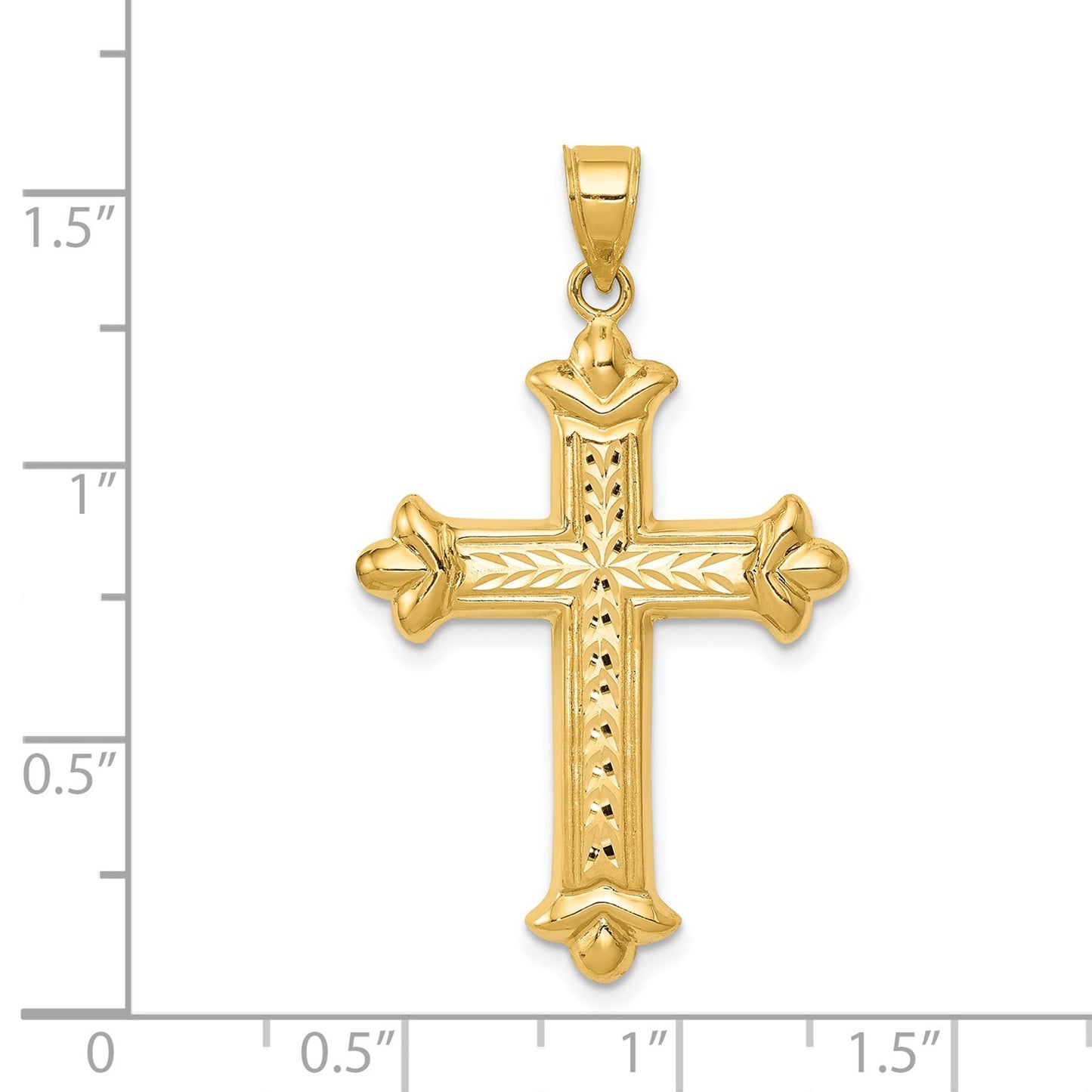 14k Reversible Diamond-cut Cross Pendant